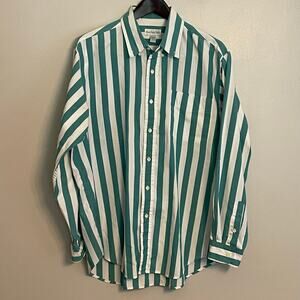Vintage Mark, Fore & Strike Mens Green Striped Dress Shirt Size Large